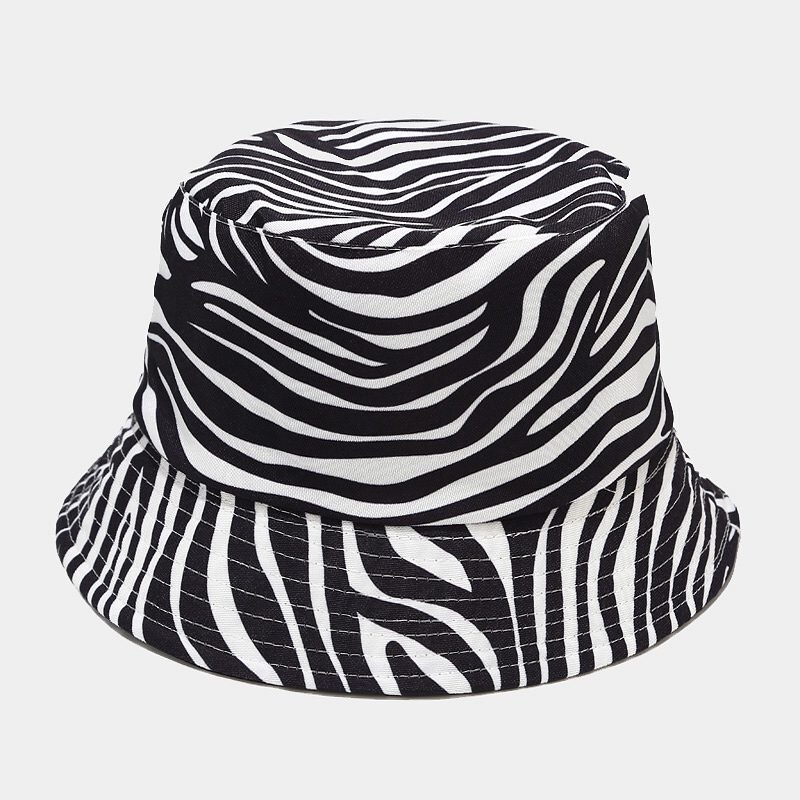 Vendbar sort hvid ko mønster spand hatte fisker hætter til kvinder gorras sommer: Zebra