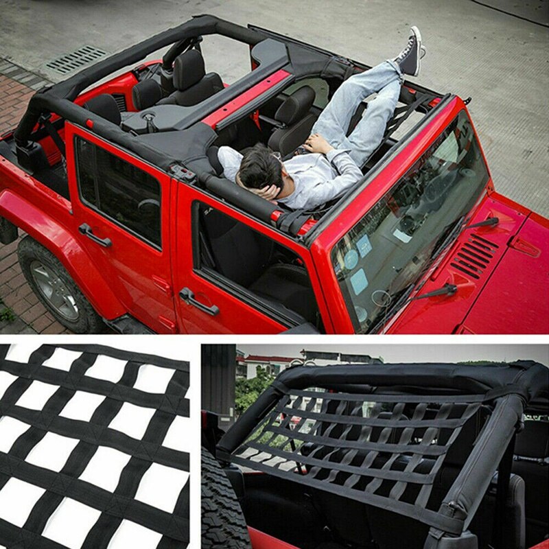 Hamaca de techo multifunción para coche, red de almacenamiento de carga, cubierta de coche apta para Jeep Wrangler TJ JK JL