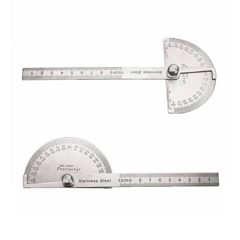 180° Protractor Angle Finder Arm Rotary 10cm Stainless Steel Measuring Round Head General Tool Craftsman Ruler Goniometer Tool