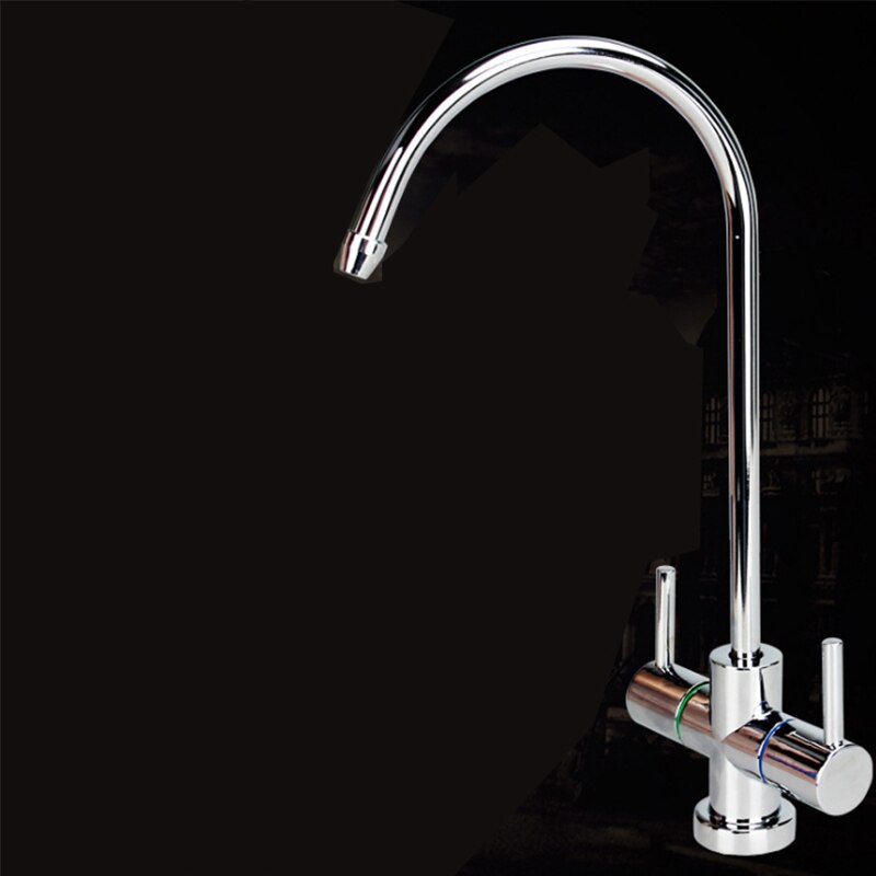 Rvs Dubbele Outlet Kraan Set Waterzuiveraar Tap Keuken Ro Kraan Dubbele Inlaat En Uitlaat Tap 1/4 Inch Connect slang