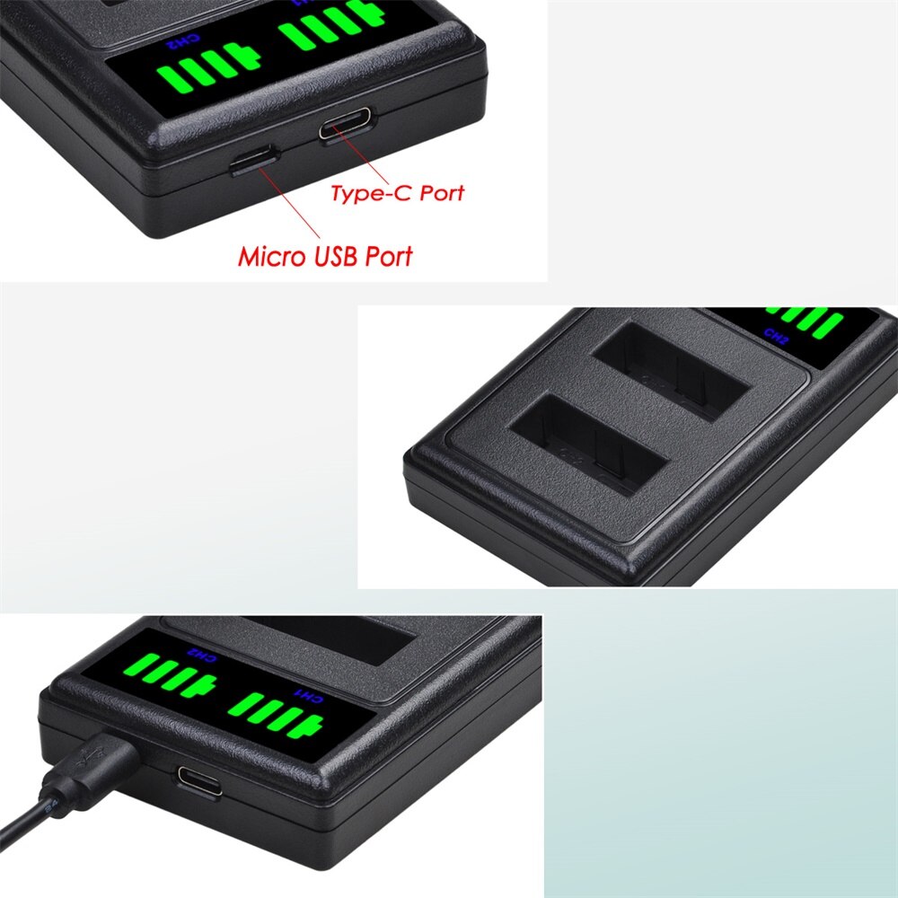 Batería PG1050 SJ4000 PG900 de 1180mAh, 3,7 V, con cargador Dual USB para SJCAM SJ5000 SJ6000 SJ8000 M10 EKEN 4K H8 H9 EK7000