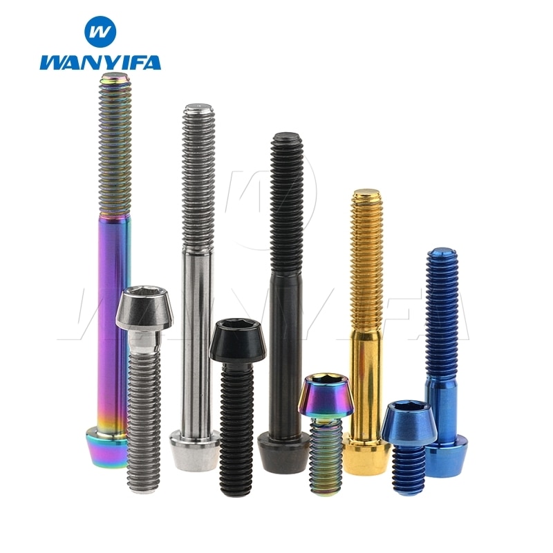 Wanyifa Titanium Ti Bolt Screw Conical Tapered Head Bolt for Bicycle Headset M6 x 20 25 30 35mm