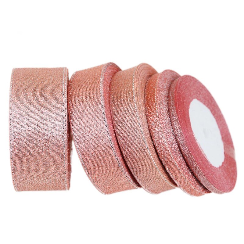 (25 Yards/Roll) luxe Orange Metallic Shiny Lint Kerst Linten (6/10/20/25/40Mm)