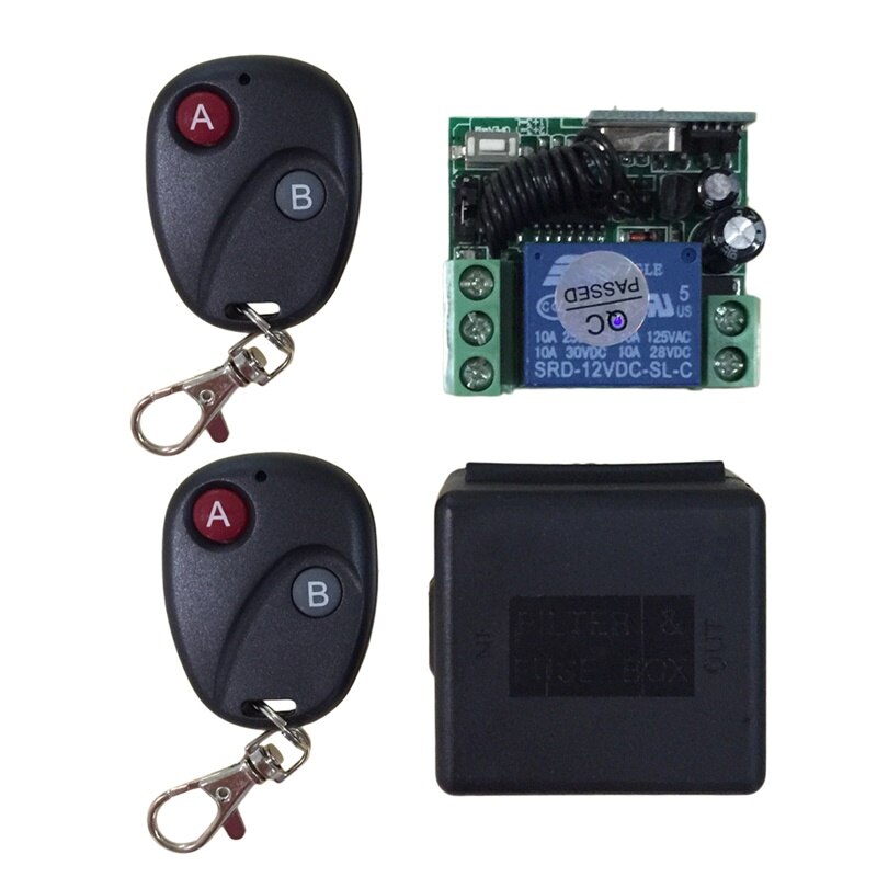 Universal Remote Control Relay DC12V 7A 1CH Wireless Remote Control Switch Transmitter Receiver System: 2 remote control