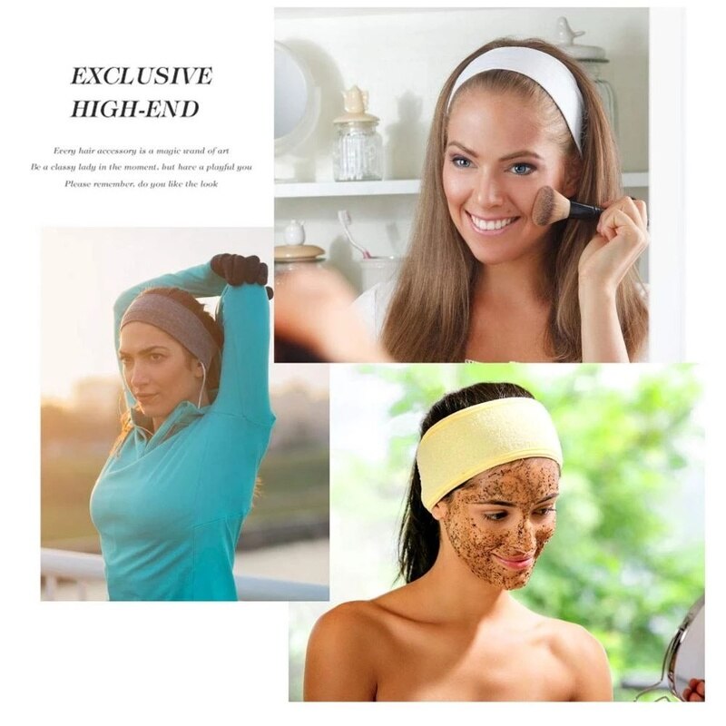 Verstellbares breites haarband, yoga-spa-set zum duschen und schminken, waschen von kosmetikartikeln, haarband für gesichtshaare, make-up-accessoires für damen