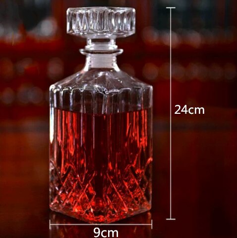 Gennemsigtig luksus blyfri firkantet glas vinflaske whisky karaffel alkohol container pourer vin karaffel til bar: Gennemsigtig