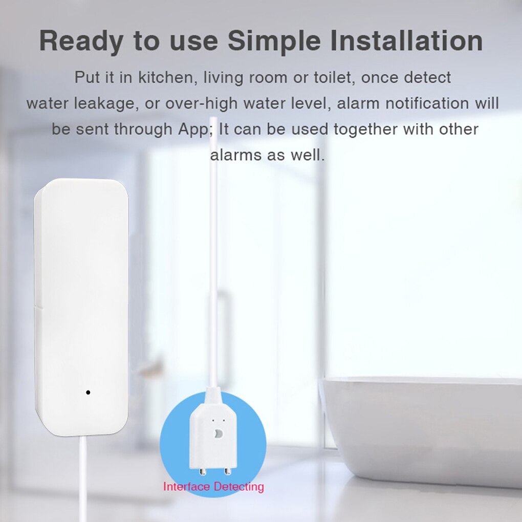 Water Leakage Alarm System WiFi Smart Home Detection Leak Sensor Phone APP Notification Security Alert Battery Operated Detector