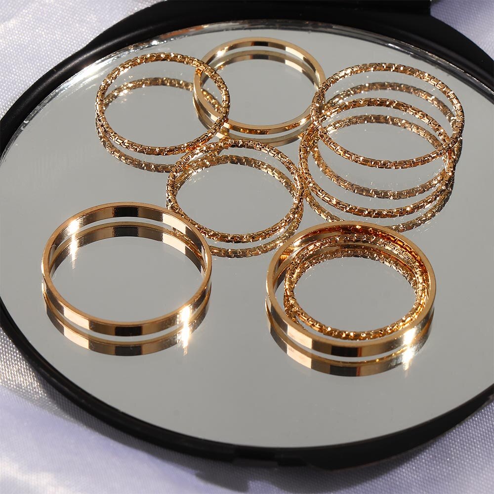 10 Stks/set Koreaanse Versie Joint Ring Tij Combinatie Staart Ringen Verschillende Grootte Van 1.4Cm-1.8Cm
