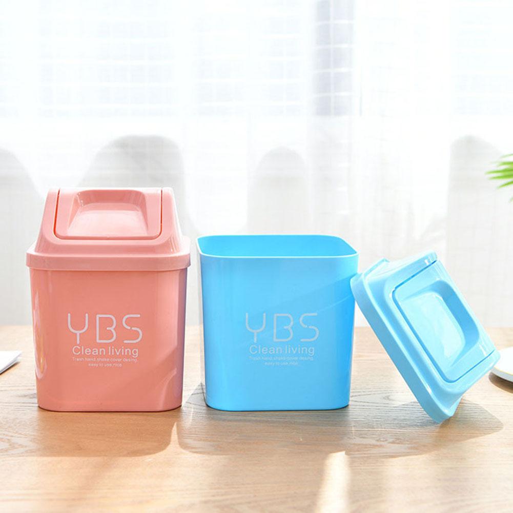 Mini Afvalbakken Desktop Plastic Huisvuilemmer Kantoor Prullenbak Huishoudelijke Opslag Vat Tafel Vuilnisbak Kleine Afvalbak Met Deksel