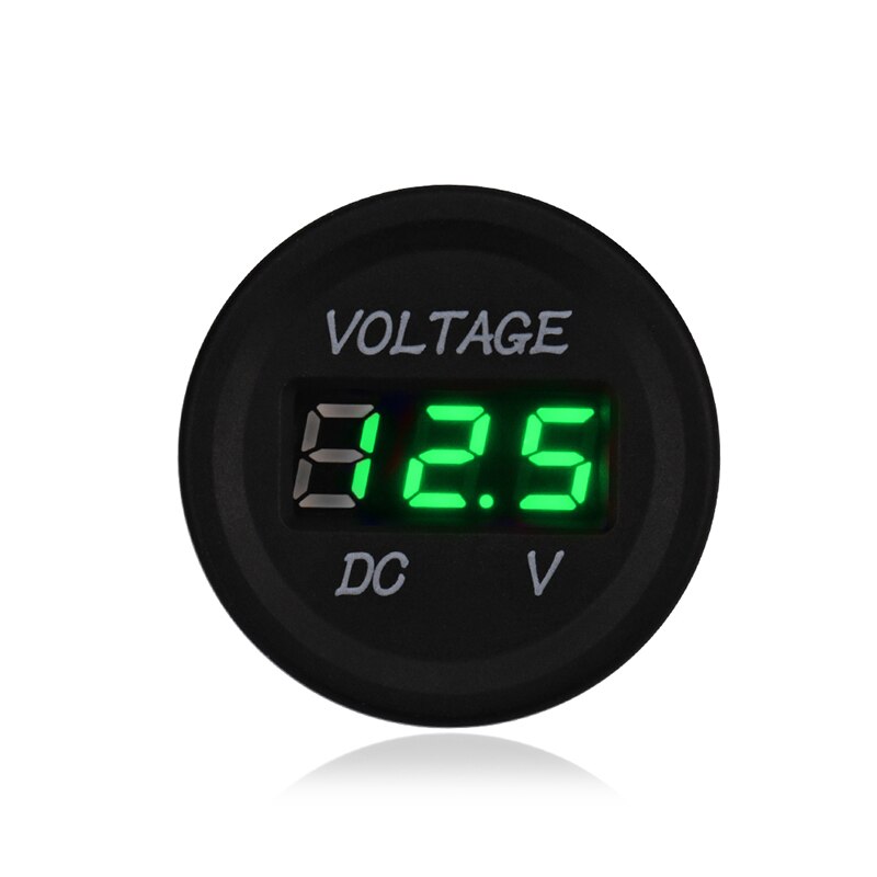 Dc 12v-24v vandtæt motorcykel voltmeter gauge volt meter 12v bil digital voltmeter display 3 farver: Grøn