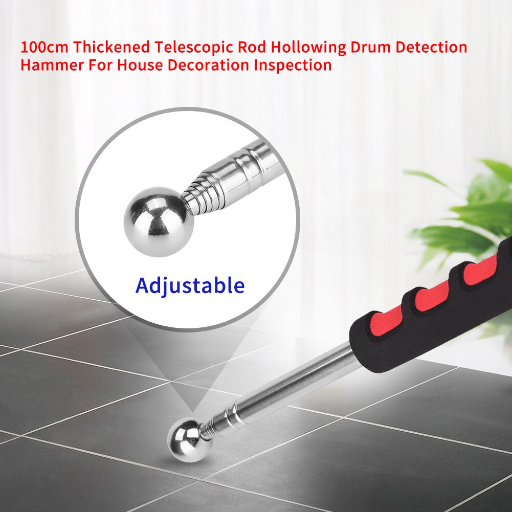 100cm Thickened Telescopic Detection Rod Hollowing Drum Detection Test Hammer Sound For House Decoration Inspection Tool