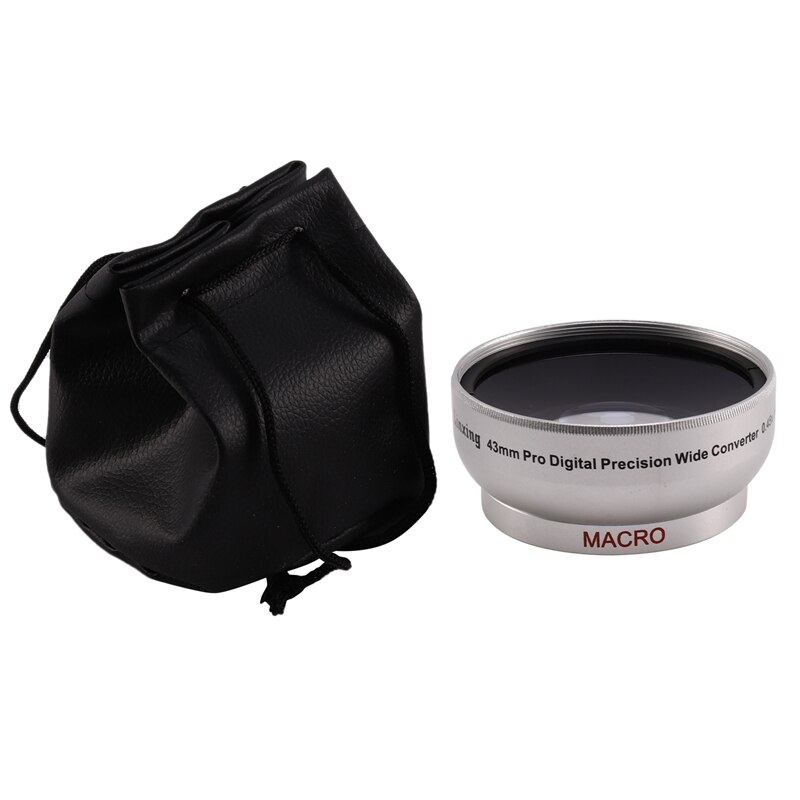 RISE-NEWYI Digital Lens Replacement 43mm 0.45X WIDE Angle + Macro Conversion LENS 43 0.45 Silver