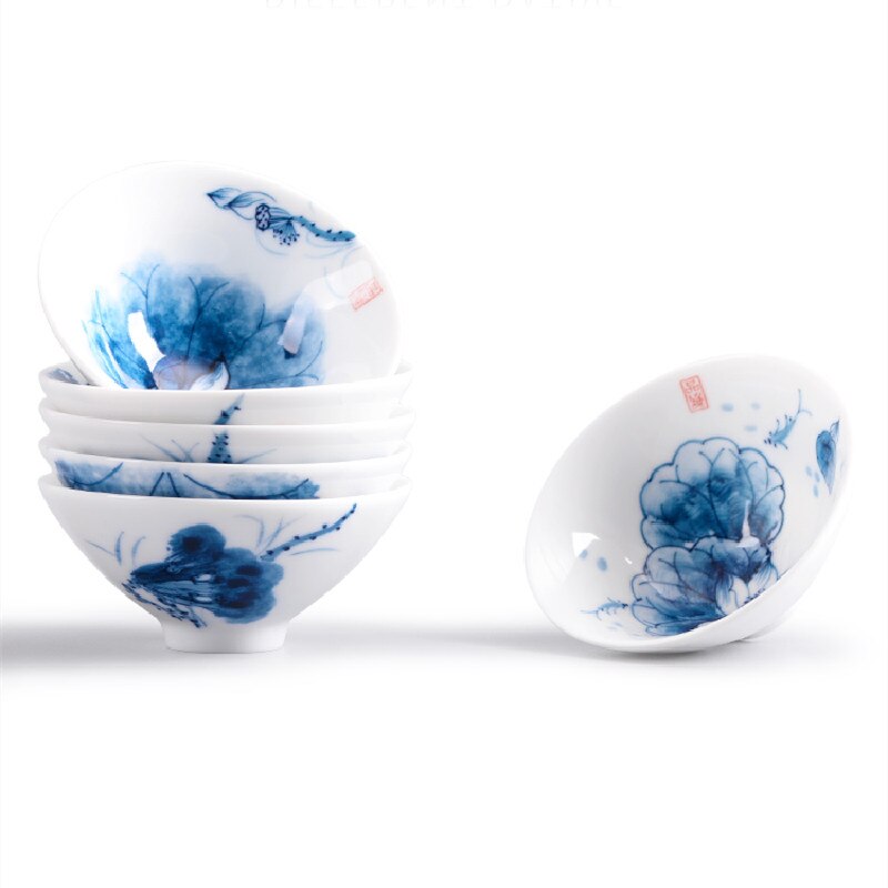 2 Teile/satz Chinesische Hand Bemalt Keramik Teetasse Haushalt Meister Tee Schüssel Einzigen Tasse Getränk Handgemachte Tee-einstellen Kegel Teetassen