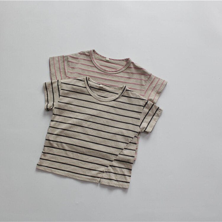 sommer Neue retro Gestreiften Baby Jungen T-Hemden kurze Hose Ärmel Spitzen lässig freundlicher Abschläge