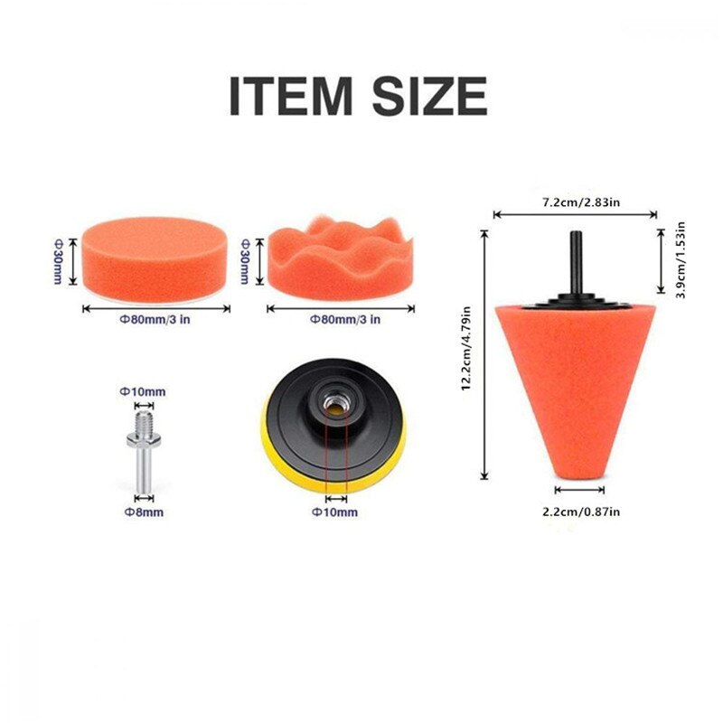 14Pcs Car Polishing Kit Buffing Pad 1/3''/6mm Wheel Polishing Cone Car Body Wheels Care Tools Car Cleaning Tools Wash Cleaning