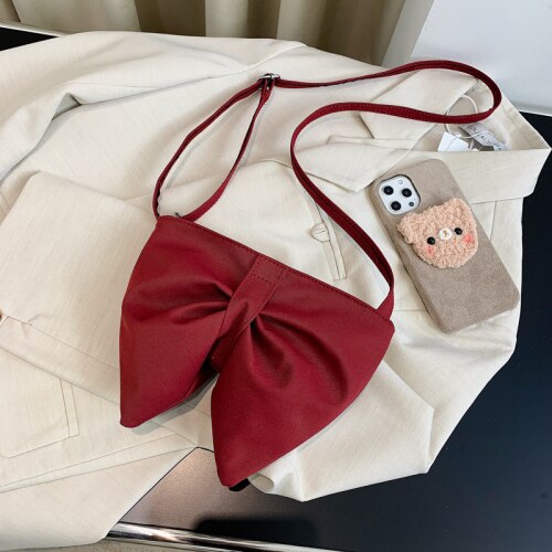 Geräumige damen-umhängetasche, schlichte einfarbige schleifen-schultertasche, Jahrgang-damen-freizeittasche.: verrotten