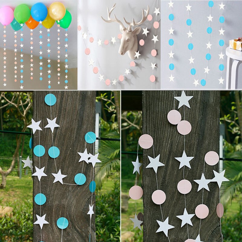 Paper Garland Strings Star Shape Wedding Party Bridal Home Hanging Decoration