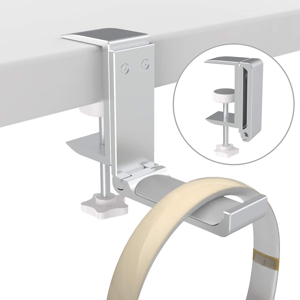Universal headset bøjle hovedtelefon krog holder mount stand aluminiumslegering med klemme understøtter vandret lodret installation