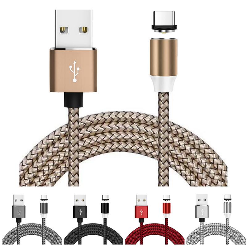 1PC Magnetic Data Cable Fast Charging USB 360° Round Magnetic Anti-fall For Android Apple(1m)