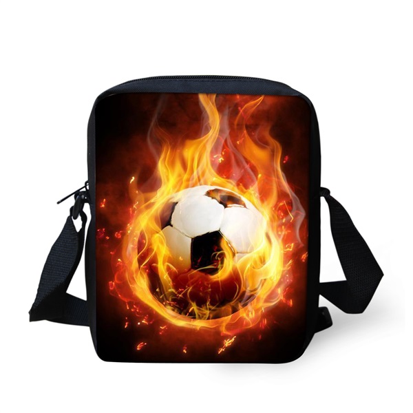 Instantarts cool 3d fire and ice voetbalprint jongens meisjes schooltassen kleuterschool student mini boekentas kinderen messenger bag: H271e