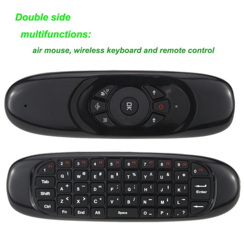7 färgbakgrundsbelyst rysk engelsk  c120 gyroskop fly air mouse 6- axlig sensor android fjärrkontroll mini 2.4 ghz trådlöst tangentbord