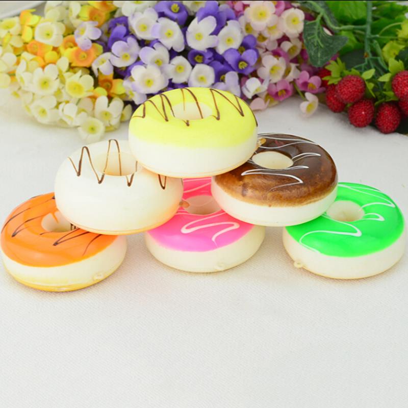 2 uds Mini Donut de Chocolate fideos rosquilla dulce teléfono correas 5CM Kawaii lento aumento Squishy