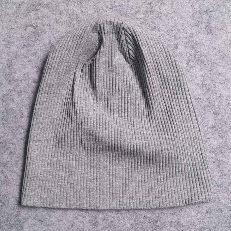 Gorros de canalé de algodón para mujer, Gorros holgados negros, Gorros de gran tamaño, para invierno y otoño