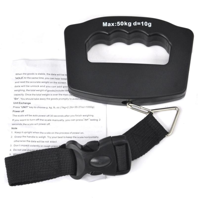 50kg Portable Electronic Luggage Scale LCD Display Travel Digital Luggage Scales Hanging Backlight Balance Weighing