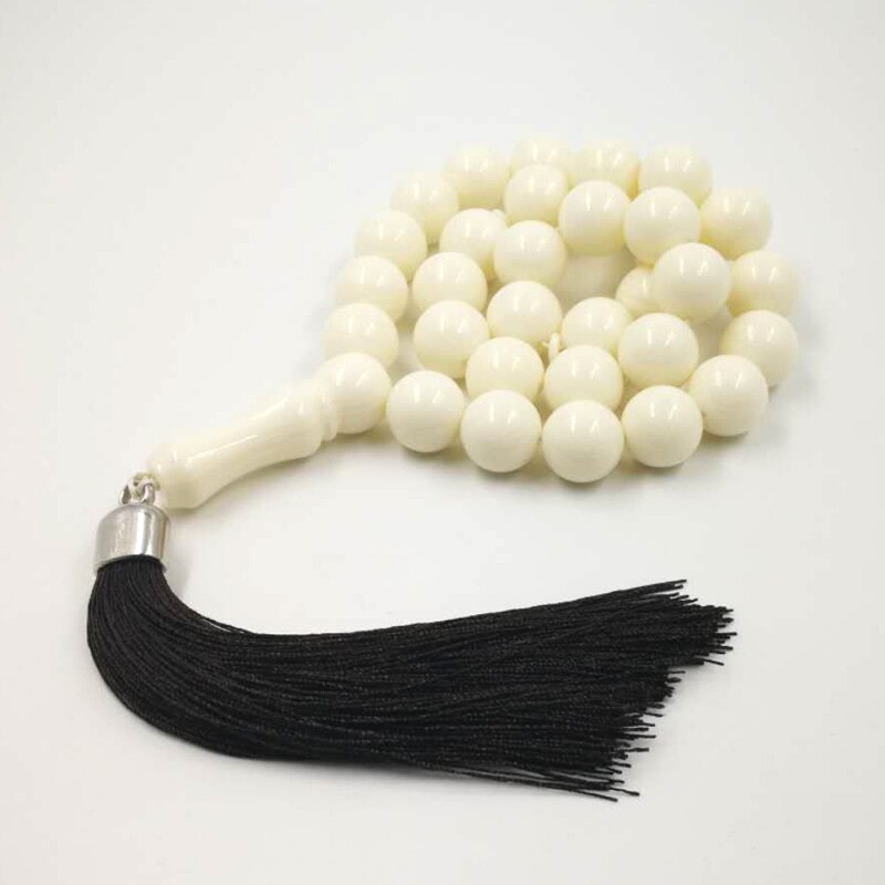 Résine Tasbih grande taille Imitation ivoire couleur Misbaha 33 perles blanc musulman homme chapelet Mastkhan perles de prière bracelet islamique