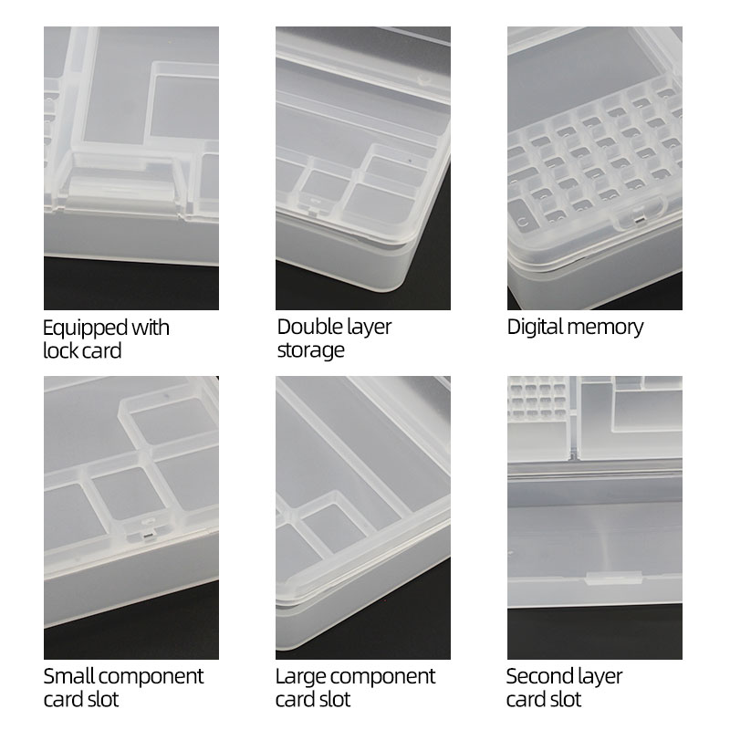 Caja, Componentes electrónicos, Almacenamiento de plástico transparente, Accesorios para tornillos pequeños, Rejilla de clasificación de herramientas