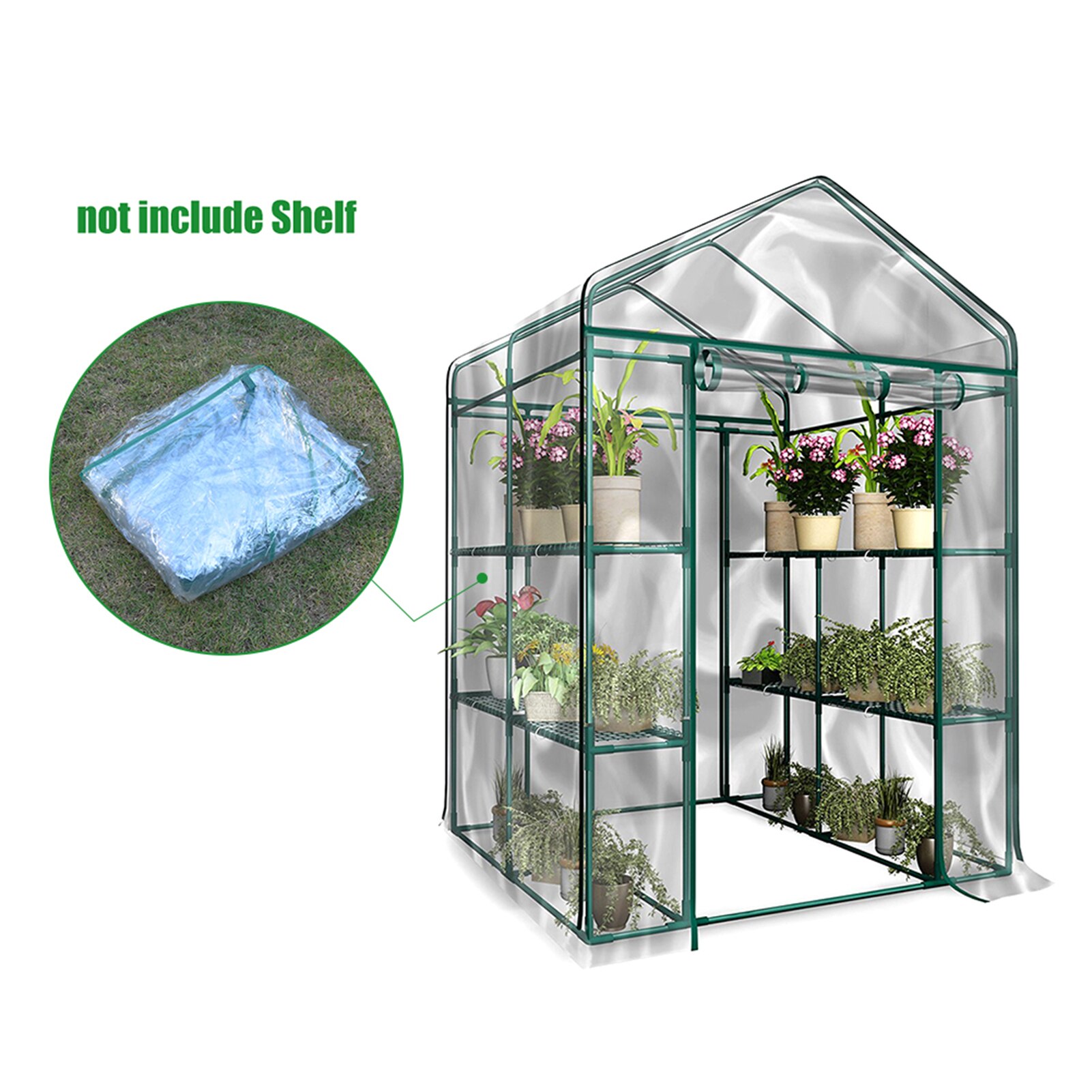 Greenhouse Cover Folding PVC Transparent Household Plant Cover Waterproof Garden Plants Cover (Without Iron Stand)