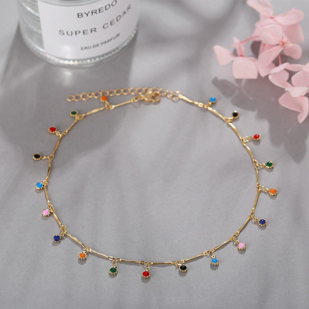 Bohemian Kleurrijke Kralen Ketting Voor Vrouwen Charms Tassel Sleutelbeen Keten Chockers Handgemaakte Party Sieraden Collares