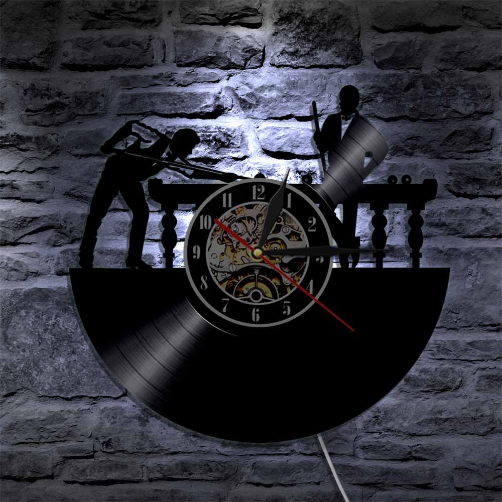 Billiard Balls LED Wall Clock Pool Snooker Sports Vinyl Record Wall Clock Modern Unique Pool Billiards Snooker Room Decor