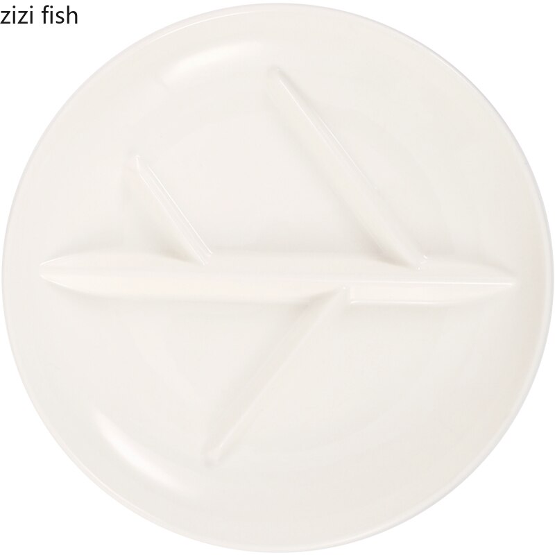 White Grid Leaf Split Plate Ceramic Split Plate Dinner Plate Breakfast Plate Dinner Tea Snack Plate