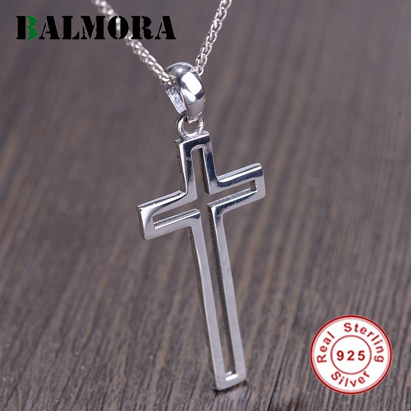 BALMORA 925 Sterling Zilver Eenvoudige Kruis Hanger voor Vrouwen Mannen Minnaar Mode Christian Sieraden Accessoires Zonder een Ketting