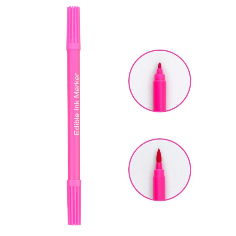 Y8AB Lebensmittel Klasse Zuckerguss Dekorieren Stift Mittagessen Verpackung Kuchen Kasten Lebensmittel Färbung Marker Dual-Gekippt Stifte freundlicher DIY: Rosa