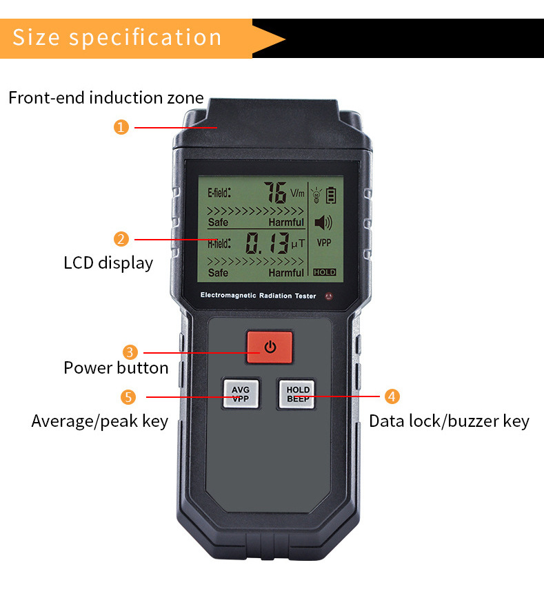 Handheld Digital LCD EMF Meter Electromagnetic Radiation Tester Electric Field Magnetic Field Dosimeter Detector