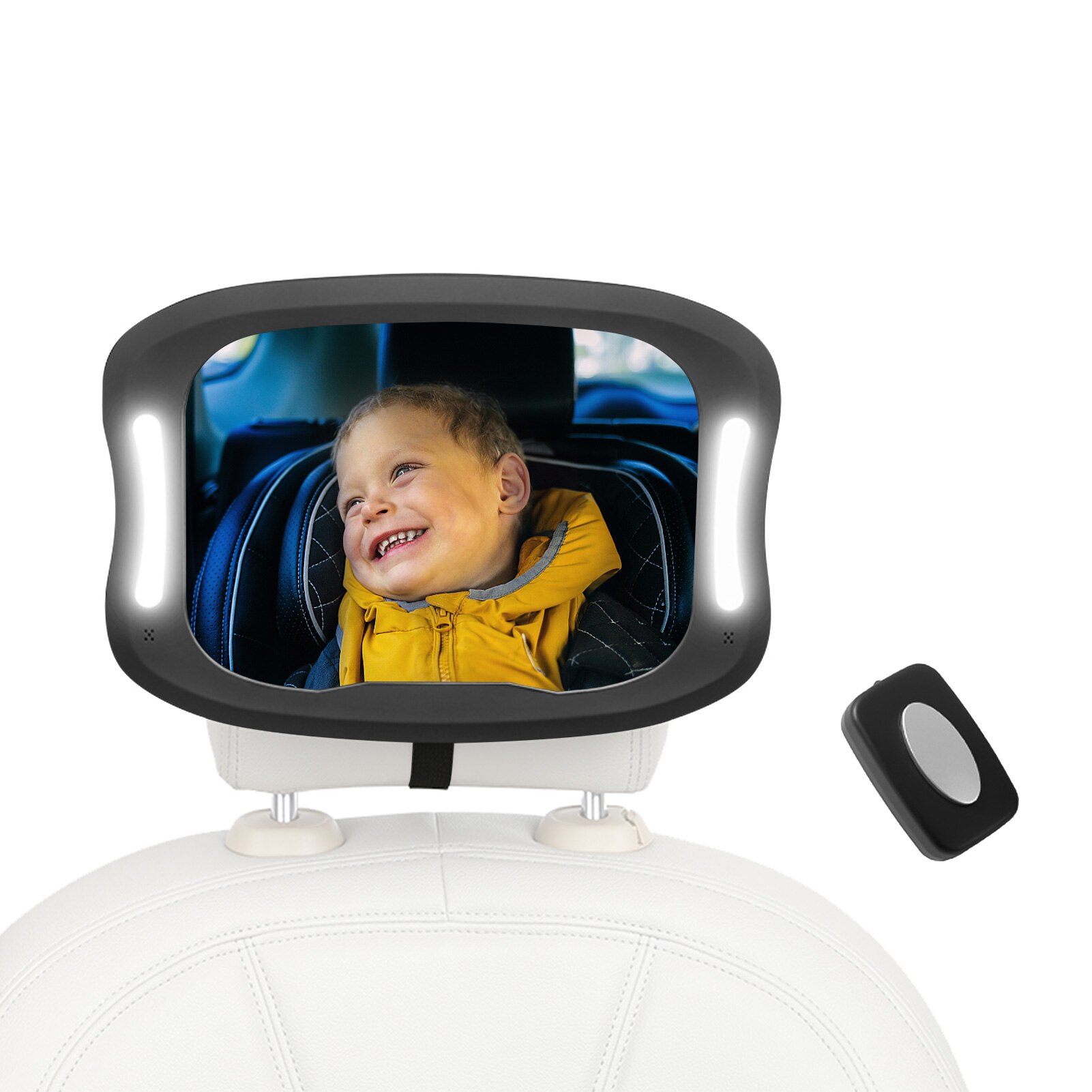 Baby Auto Spiegel Baby Achterbank View Spiegel Onbreekbaar Acryl 360 ° Draaibaar Achteruitkijkspiegel Baby Spiegel Met Afstandsbediening Led Licht