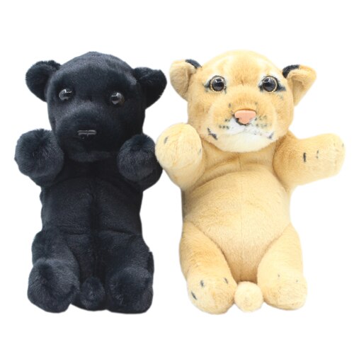 JESONN Realistisch Ausgestopften Tiere Tiger Gepard Leopard Plüsch Spielzeug Panther Löwe löSieg für Kindergeburtstag , 20 CM, Pack von 2: Panther und Löwin