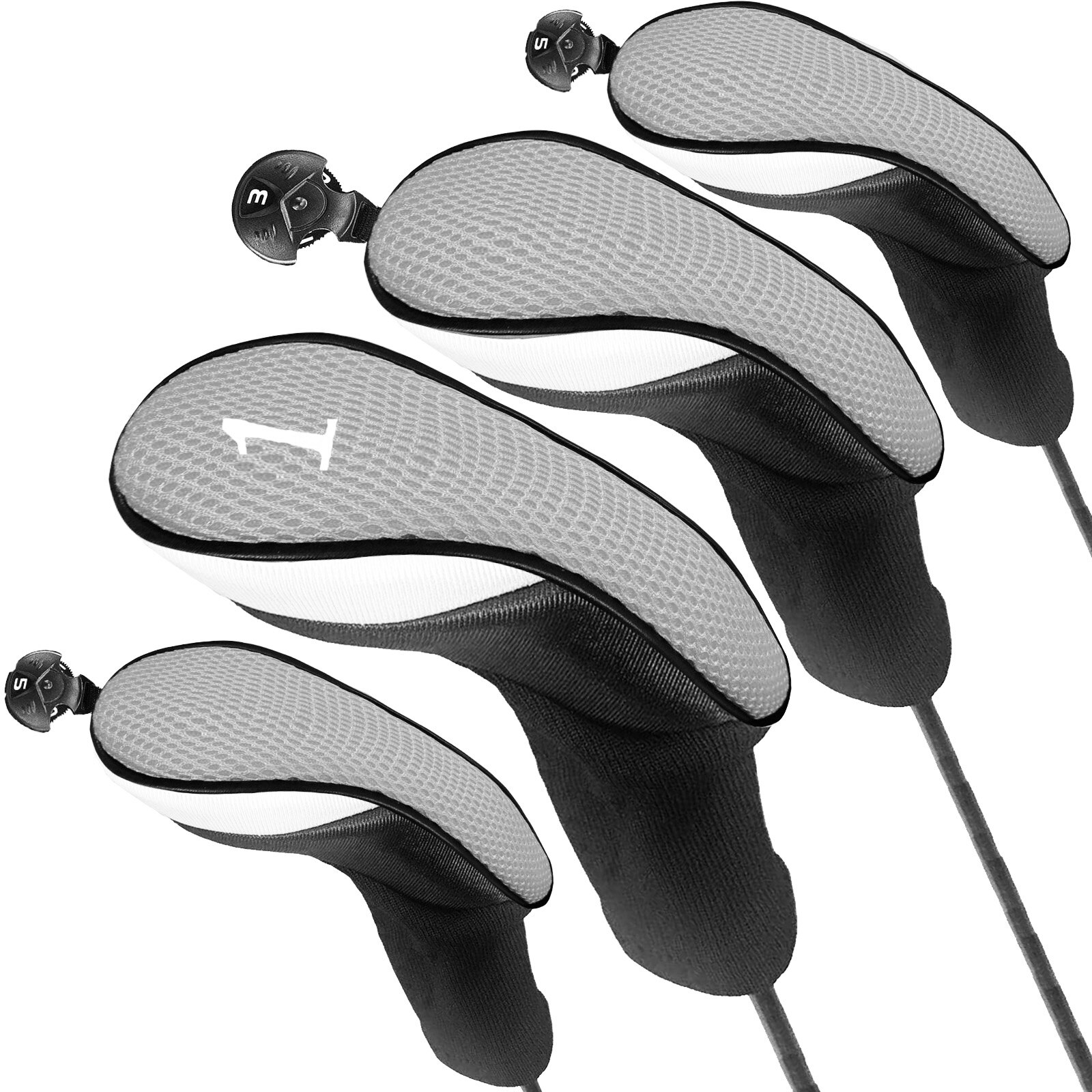 Outdoor Golf Club Head Covers for Woods with Number Tag Long Interchangeable 1 3 5 7 X Driver Fairway Hybrid: NO.135X Grey 3Pcs