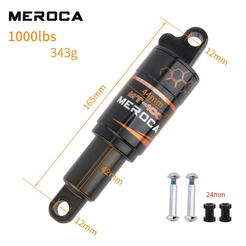 MEROCA-amortiguador de MT-100 para bicicleta de montaña, resorte de aceite, 125/150/165/190mm, piezas de bicicleta Iamok, 750/850/1000lbs: 165mm x 1000lbs