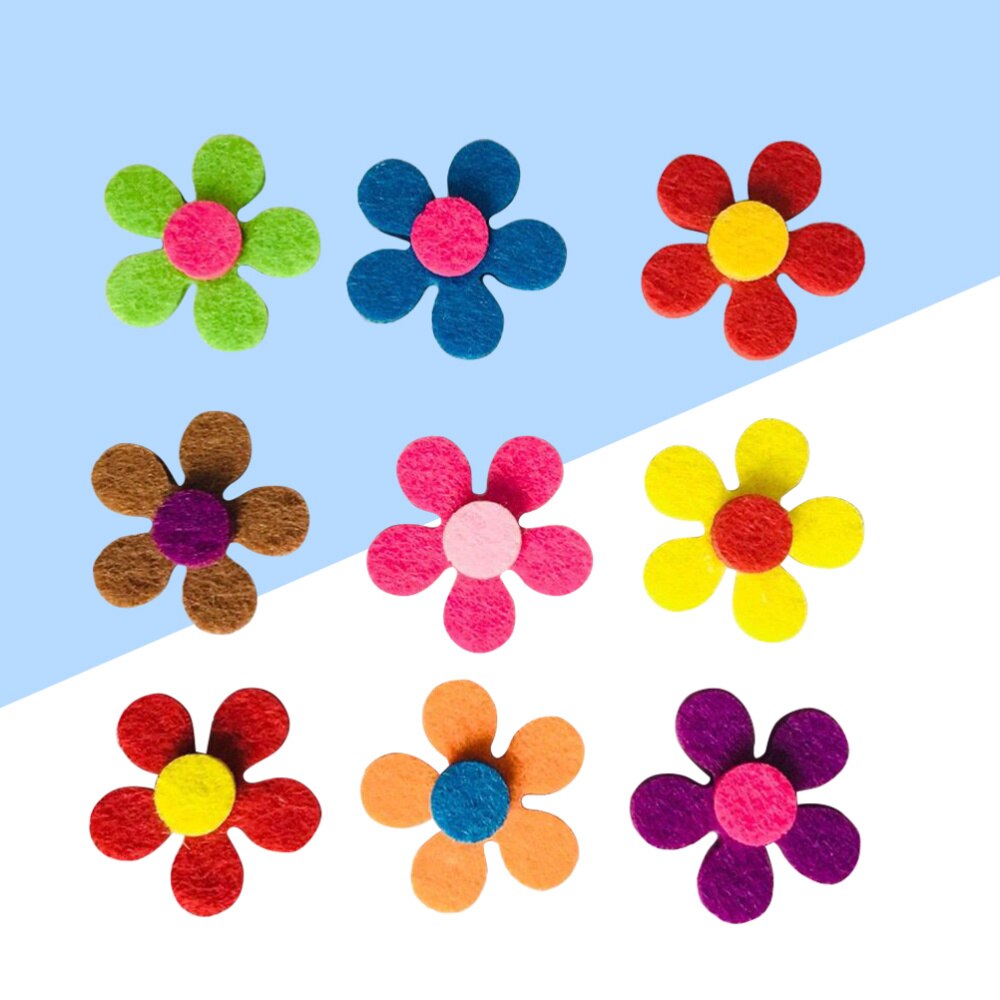 100 Uds. Hermosas flores de fieltro de cinco pétalos hechas a mano para bolsas de escritorio suministros de decoración costura hecha a mano