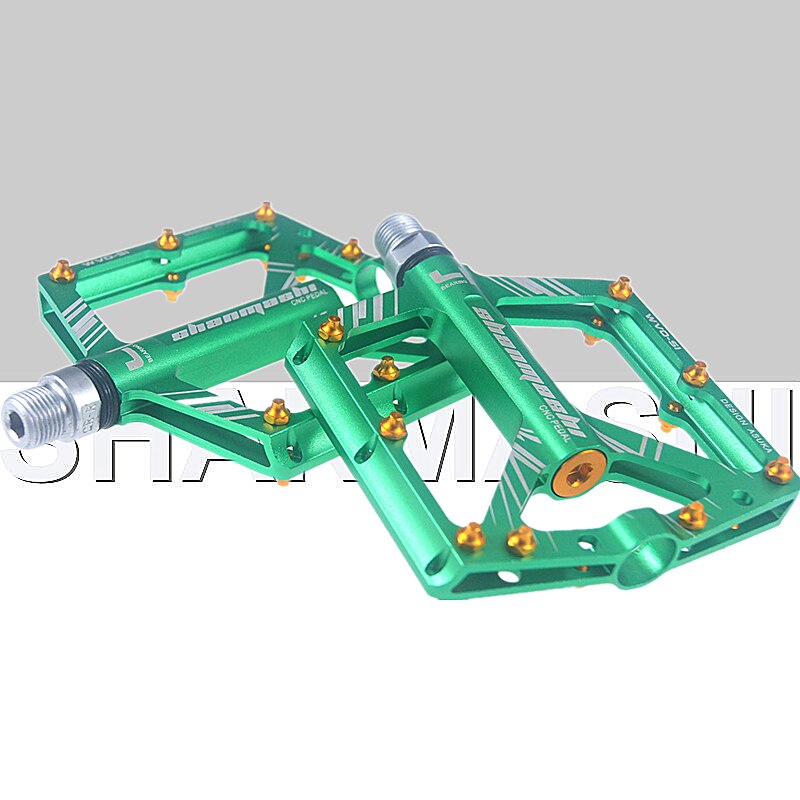 Aluminium Fiets Palin Pedaal Racefiets Pedalen Ultralight Mountainbike Pedaal Fiets 4-Lager Anti-Slip Pedaal Fiets accessoires: Green