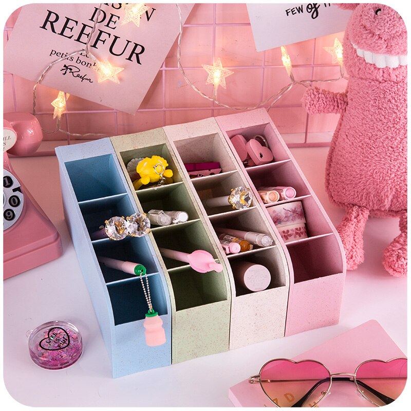 4 Raster Multifunctionele Desktop Pen Houder Clip Card Opbergdoos Make Up Borstel Houder Bureau Potlood Organisator Diversen opslag