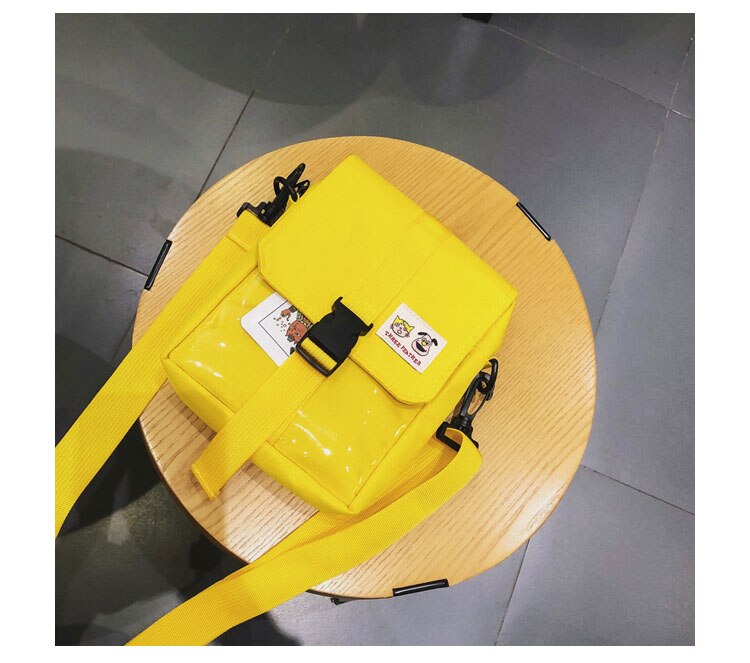Super Fire Harajuku Local Conditions Cool Disco Bag Student Japanese Canvas Shoulder Bag Satchel Messenger Bag Couple Schoolbag: Yellow