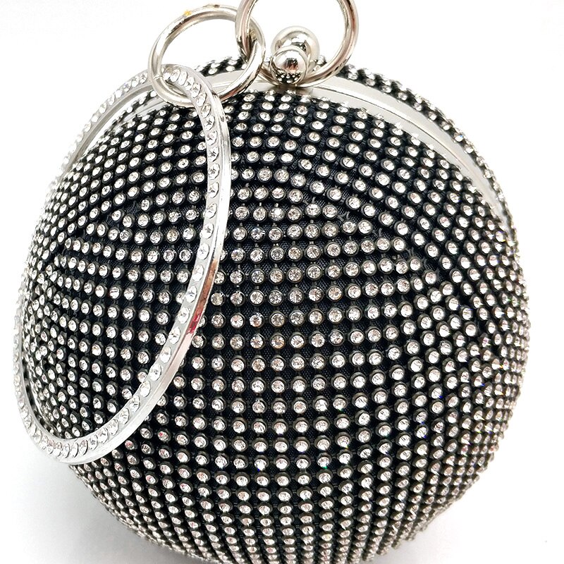 Luxury women evening party bag bridal wedding purses diamonds round ball bag messenger bag crystal shoulder bag