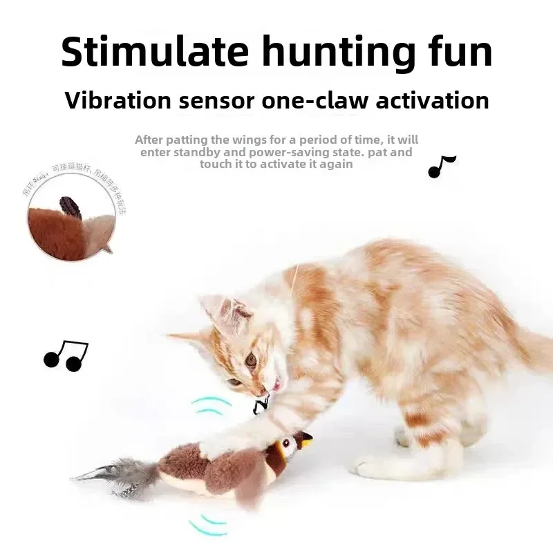 Interactive Cat Toys Rechargeable Flying Bird Cat Toys Chirping Clapping Birds (cannot Fly) Cats Pet Products Dog Toy For
