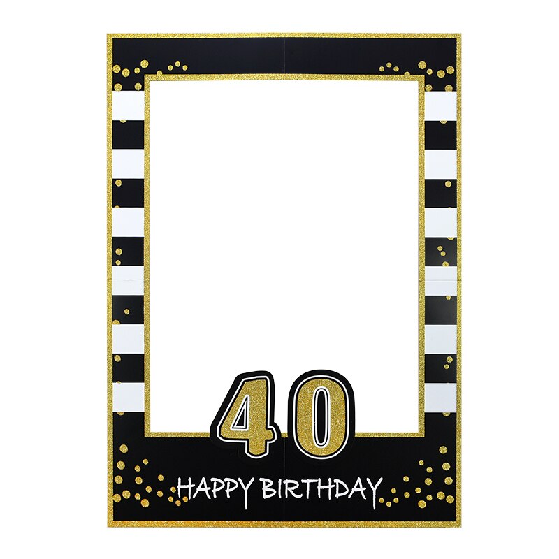 34pcs/set Birthday Photo Booth Props 18 21 30 40 50 Beard Glasses Lipstick Cake Props for Birthday Party Decoration: 40th birthday frame