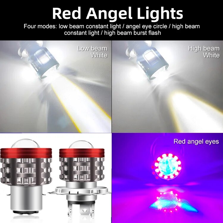 Universal h4 led motorrad scheinwerfer ba20d h6 engel auge motor led lampe motorrad scheinwerfer weiß gelb fernlicht 12-80v: Armee Grün / H4
