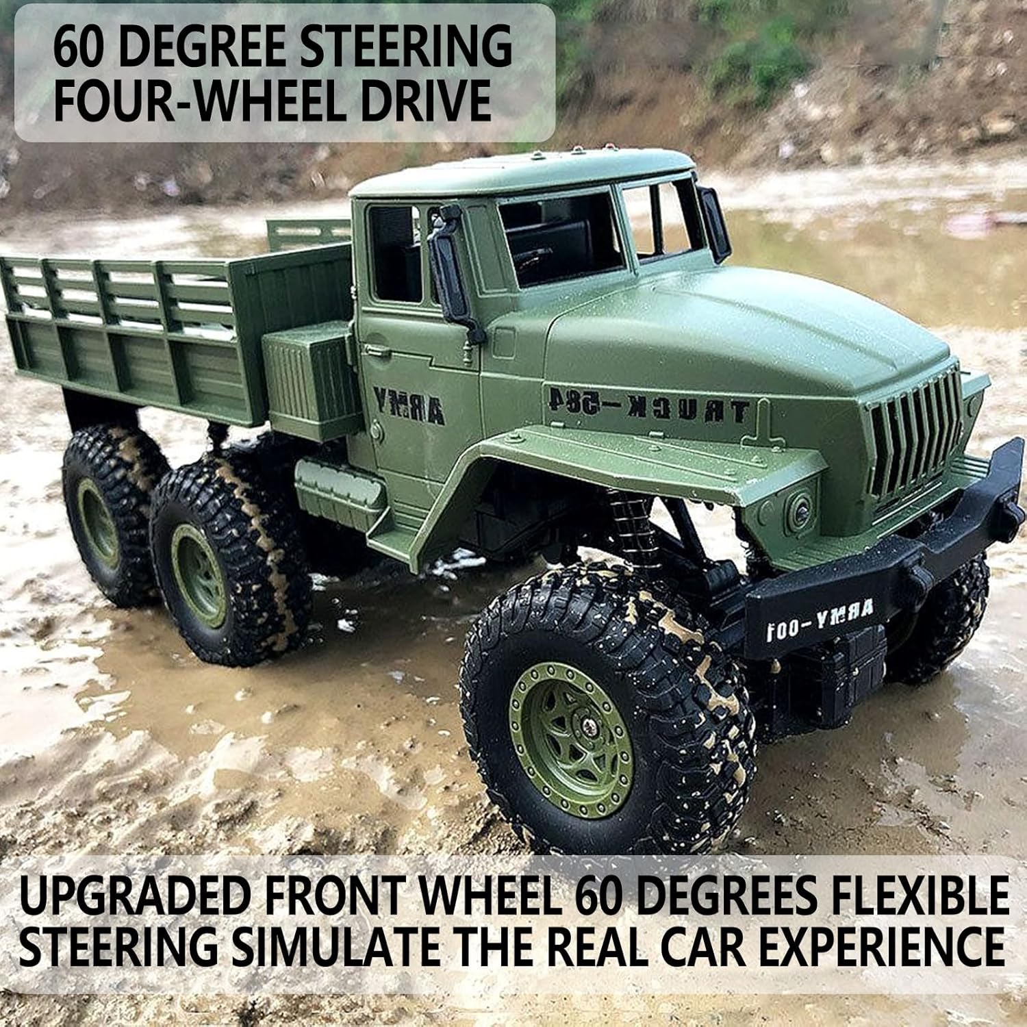 Camion militaire RC 6x6, voiture télécommandée sur route, échelle 1/16, camion télécommandé 4WD, véhicule de Transport de l'armée de roche tout Terrain, jouet Ve